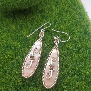 Chic Silver and Cream Mother Of Pearl Drop Earrings